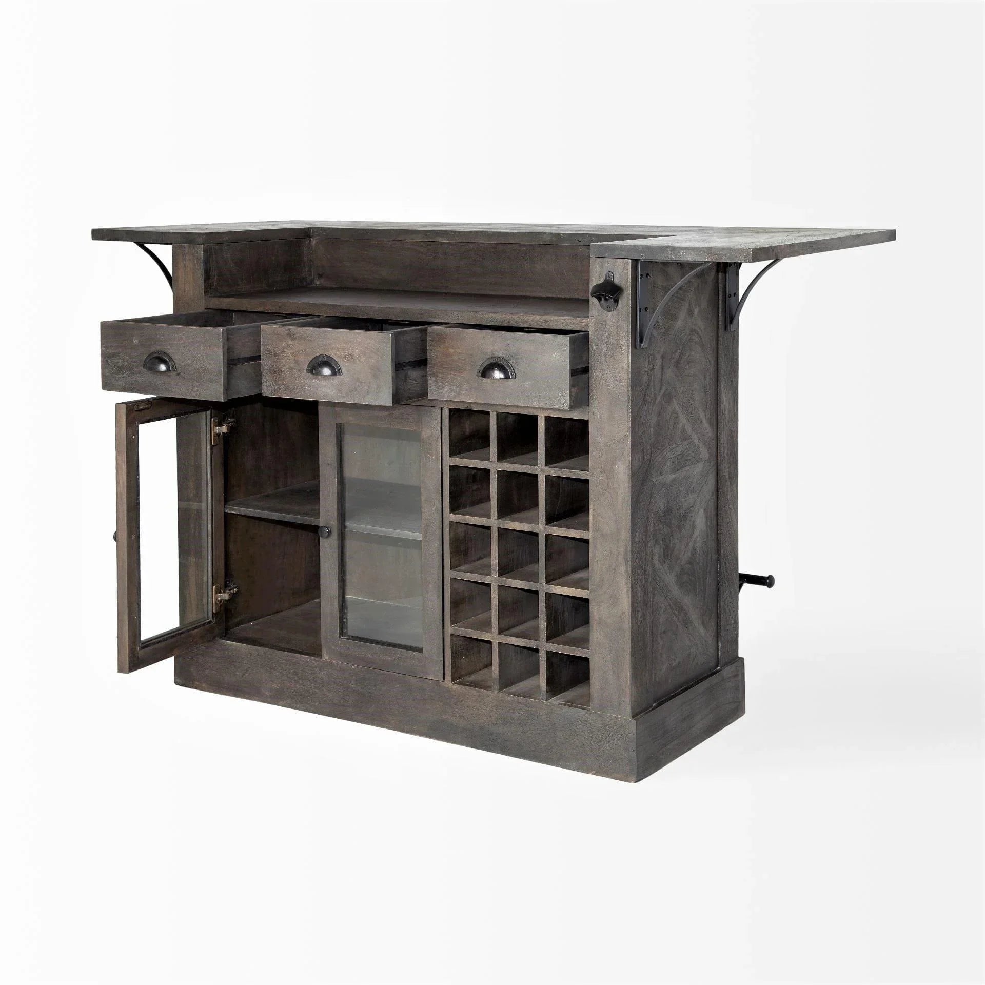 Rustic Mango Front Bar with Bottle Storage - Your Western Decor, LLC