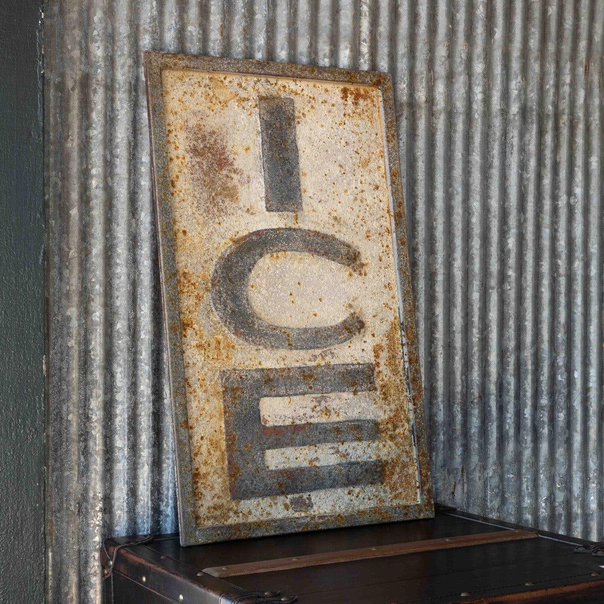 Aged "Ice" Sign - Your Western Decor