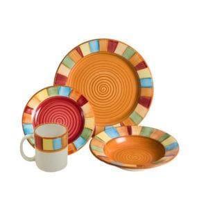 4 piece southwestern serape dinnerware set. Made in the USA. Your Western Decor