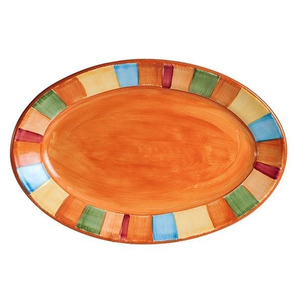 Hand painted colorful serape oval platter. Made in the USA. Your Western Decor