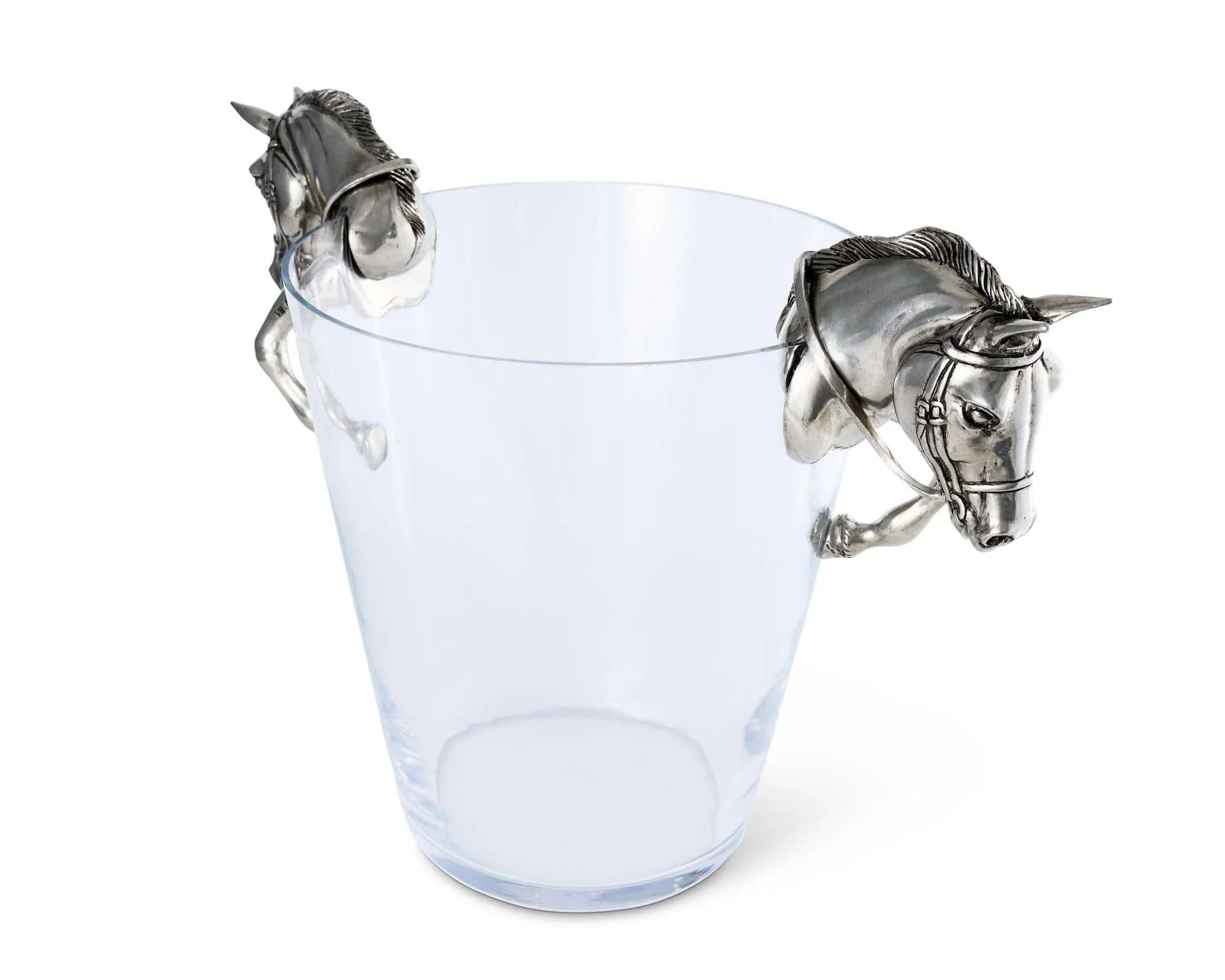 Trophy pewter horse and glass champagne ice tub. Your Western Decor