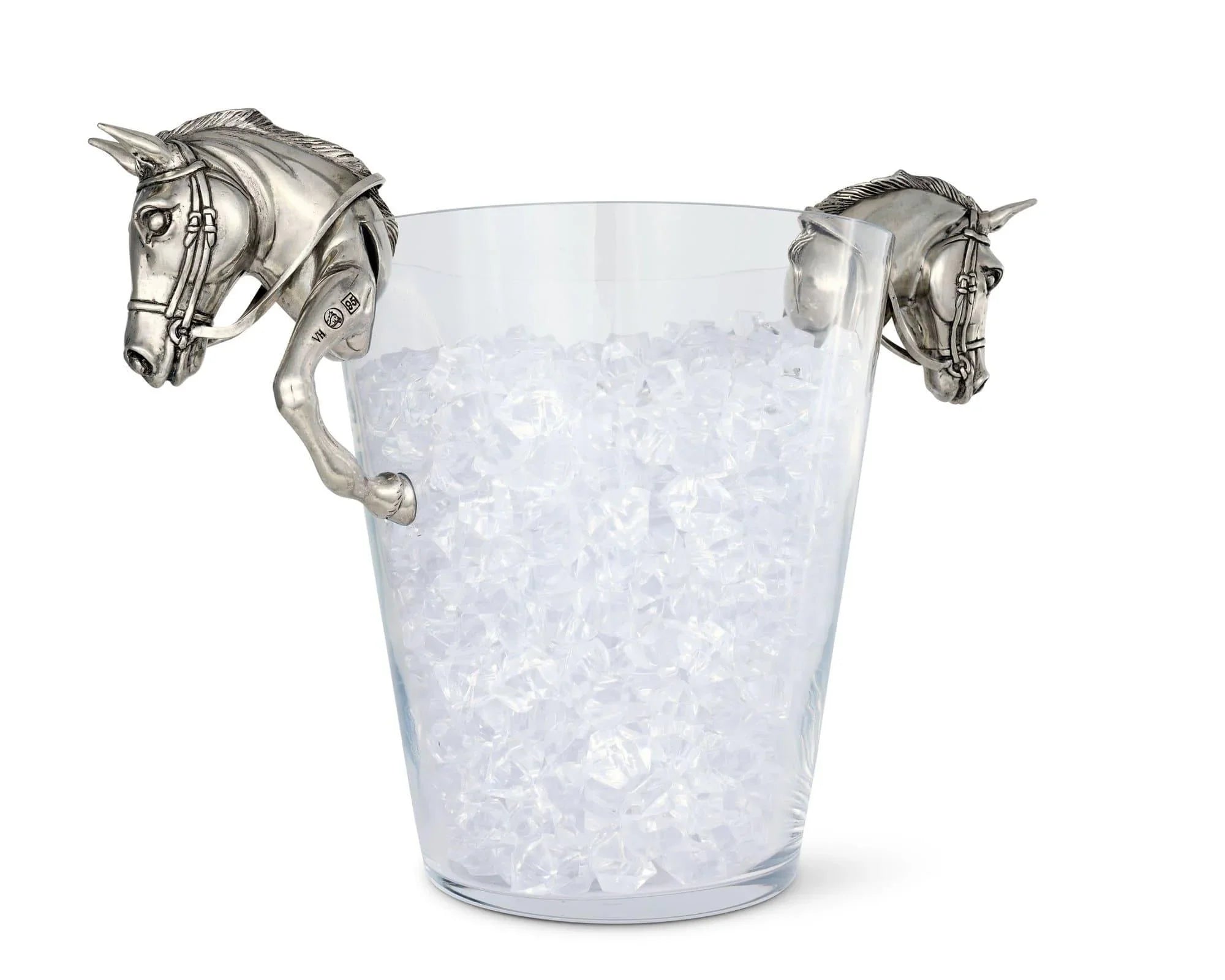 Champagne ice tub with pewter horse handles. Your Western Decor