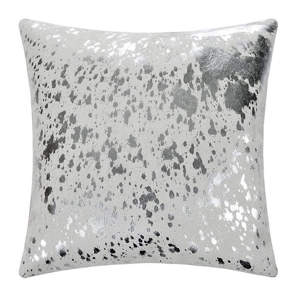 Silver metallic cowhide 15" accent pillow - Your Western Decor, LLC