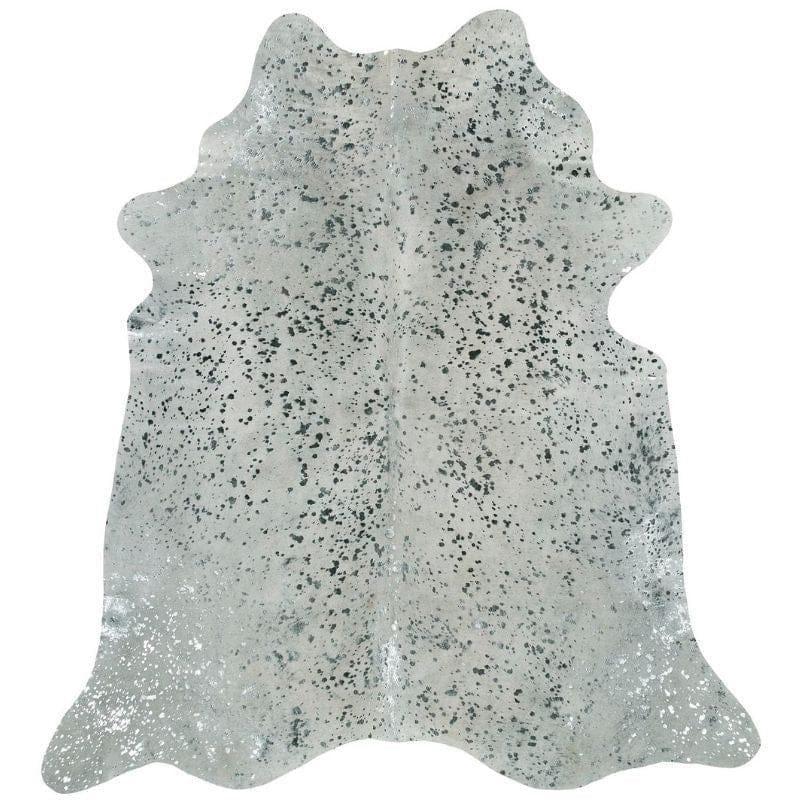Metallic Silver on White Cowhide Rug - Your Western Decor