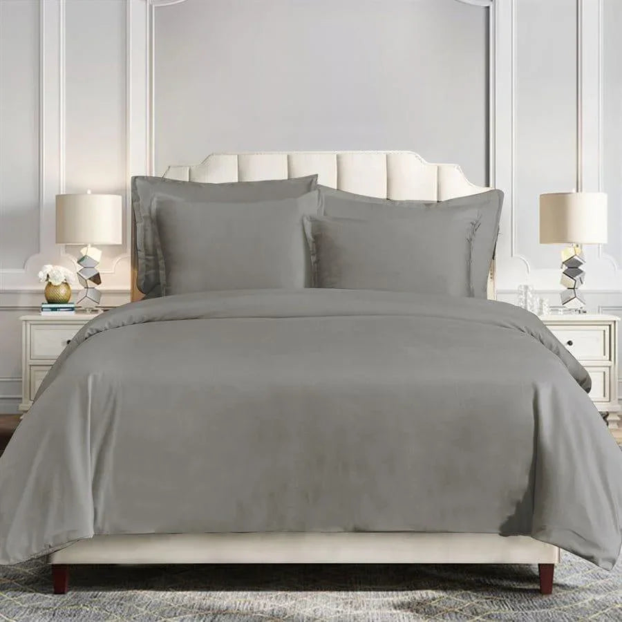 Simone Velvet Duvet & Shams Set in Grey - Your Western Decor
