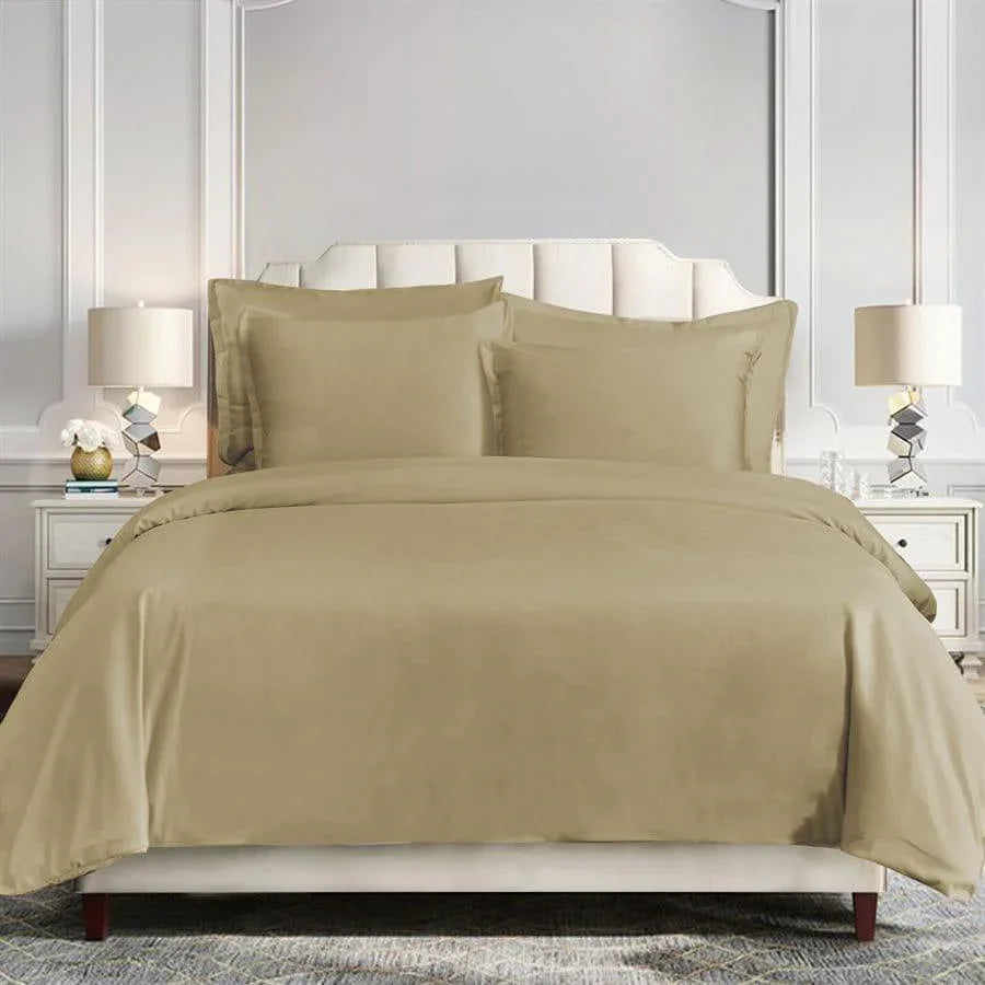 Simone Velvet Duvet & Shams Set in Oatmeal - Your Western Decor