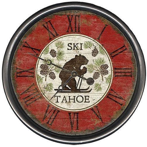 Rustic Ski Tahoe Wall Clock - Vintage printed clock - Your Western Decor