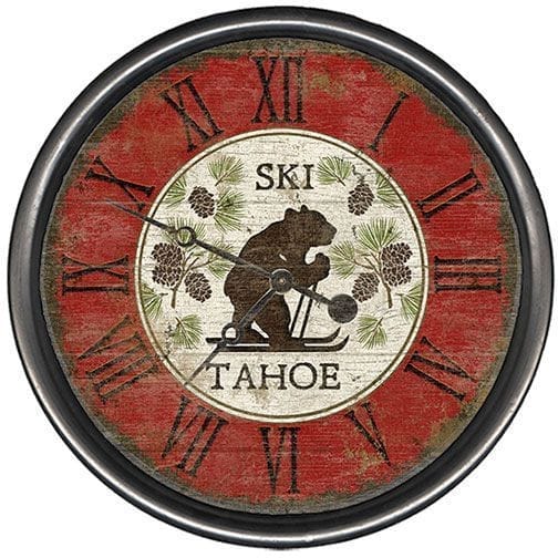 Rustic Ski Tahoe Wall Clock - Vintage printed clock - Your Western Decor