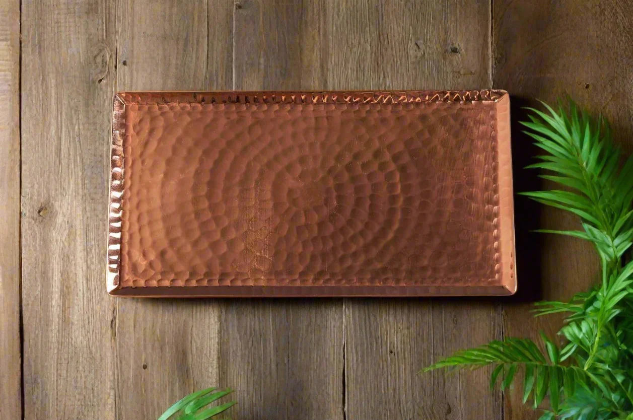 Small rectangle hammered copper tray - Your Western Decor