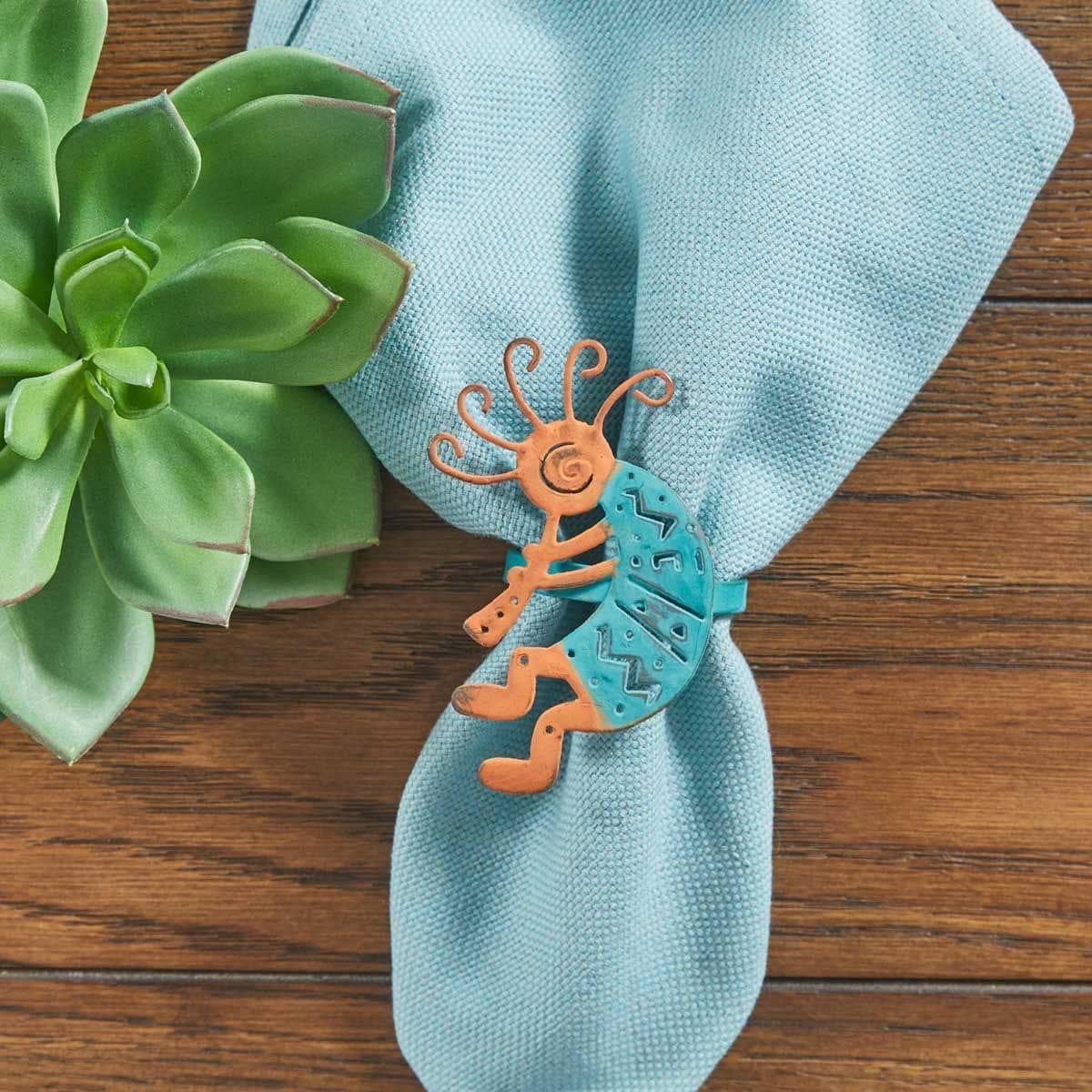 Southwestern Kokopeli Napkin Rings in burnt orange and turquoise Your Western Decor