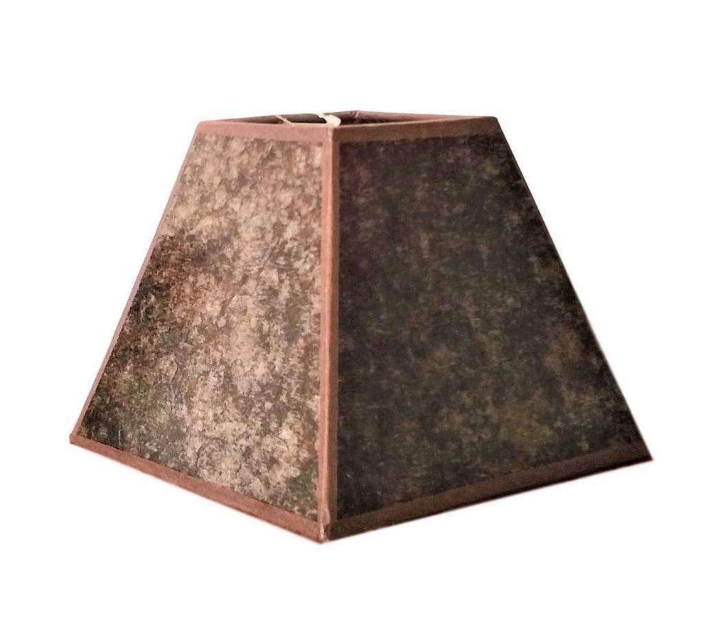 Square mica paneled lamp shade with hand forged iron frame - Custom made in the USA - Your Western Decor