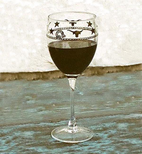 12 oz western wine glasses with rope, stars and steers - Your Western Decor