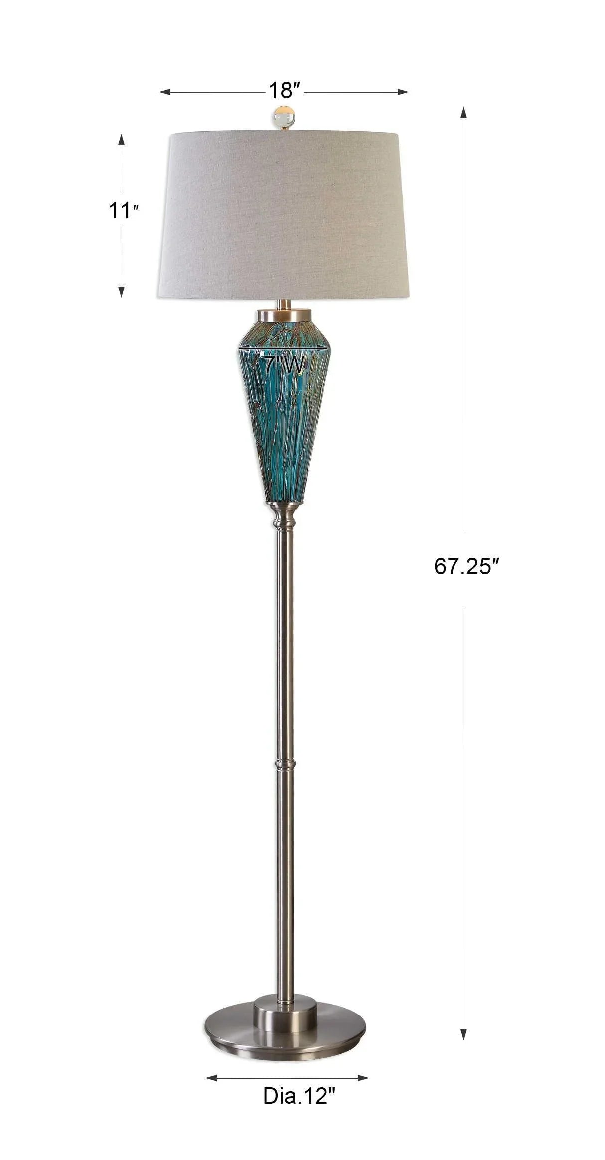 Stella Blue Glass Floor Lamp with Shade - Your Western Decor