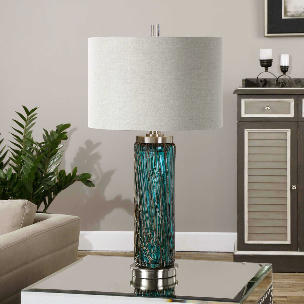 Stella Blue Glass Table Lamp - Your Western Decor