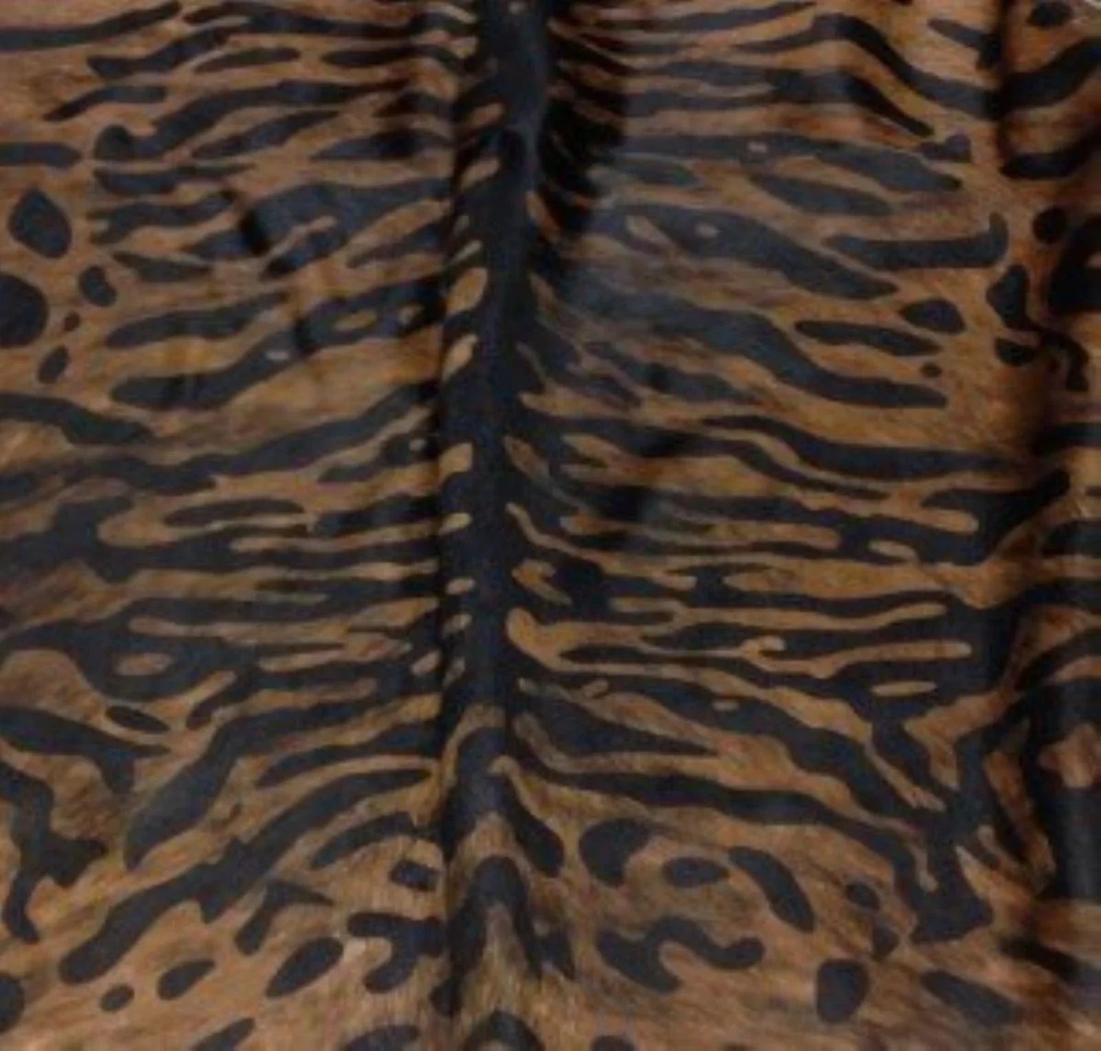 Stenciled Tiger Over Dark Brindle Cowhide - Your Western Decor Design Studio