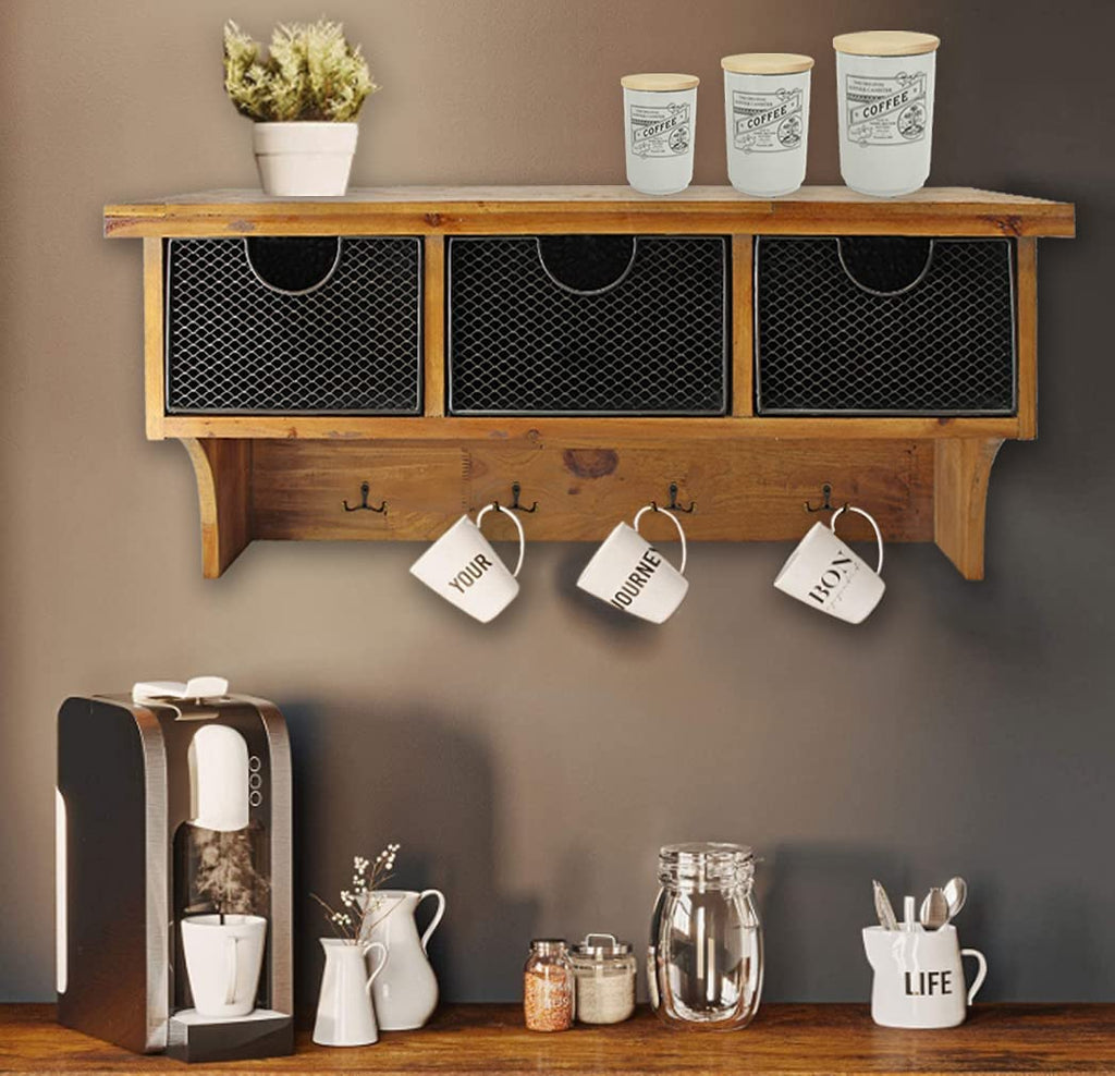 hanging storage unit with hooks and drawers - Your Western Decor