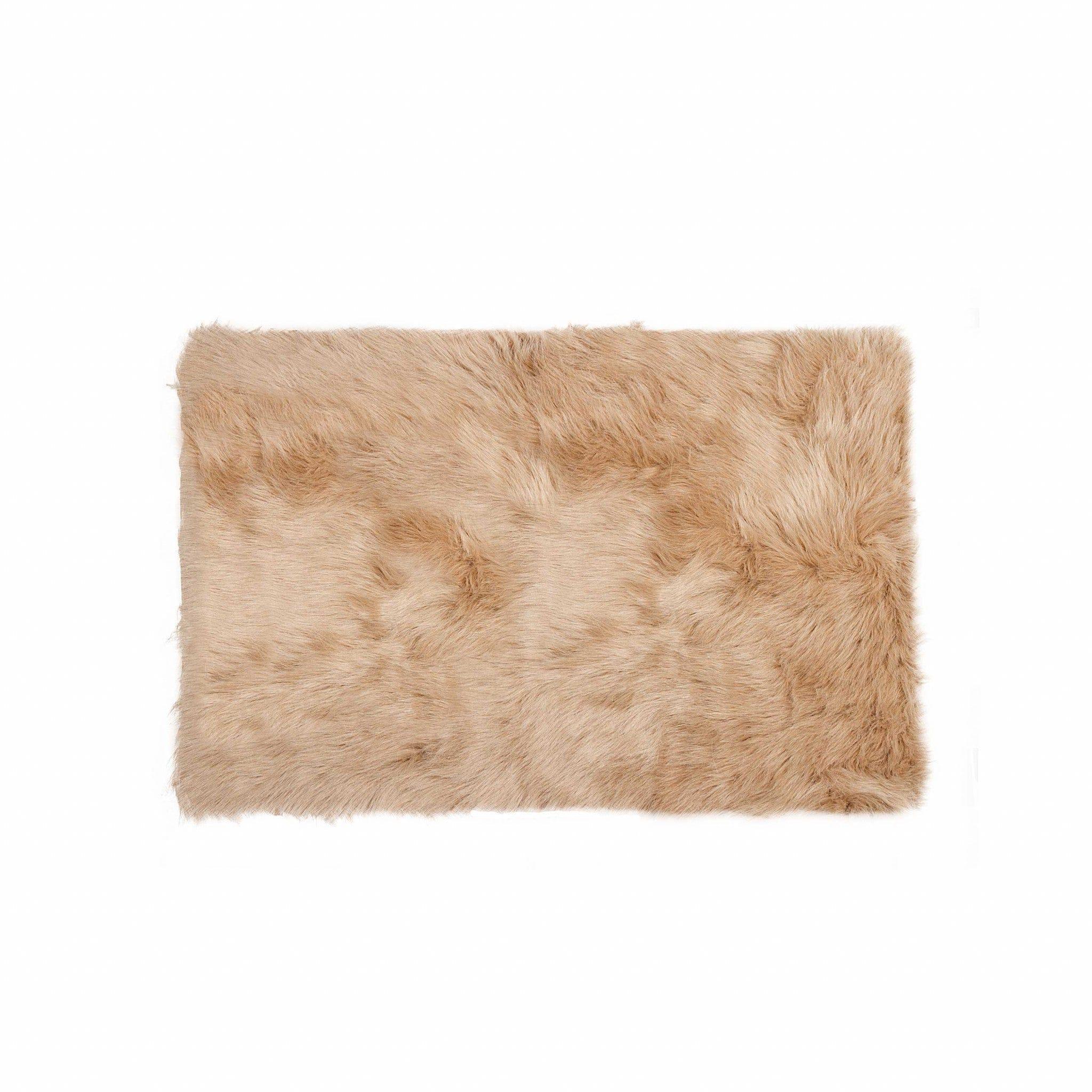 Tan Faux Fur Plush Accent Rug 2'x3' - Your Western Decor