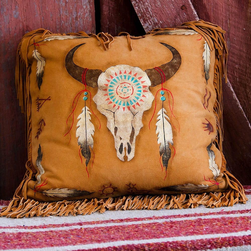 Tatonka Fringed Deer Suede Pillow - Your Western Decor & Design