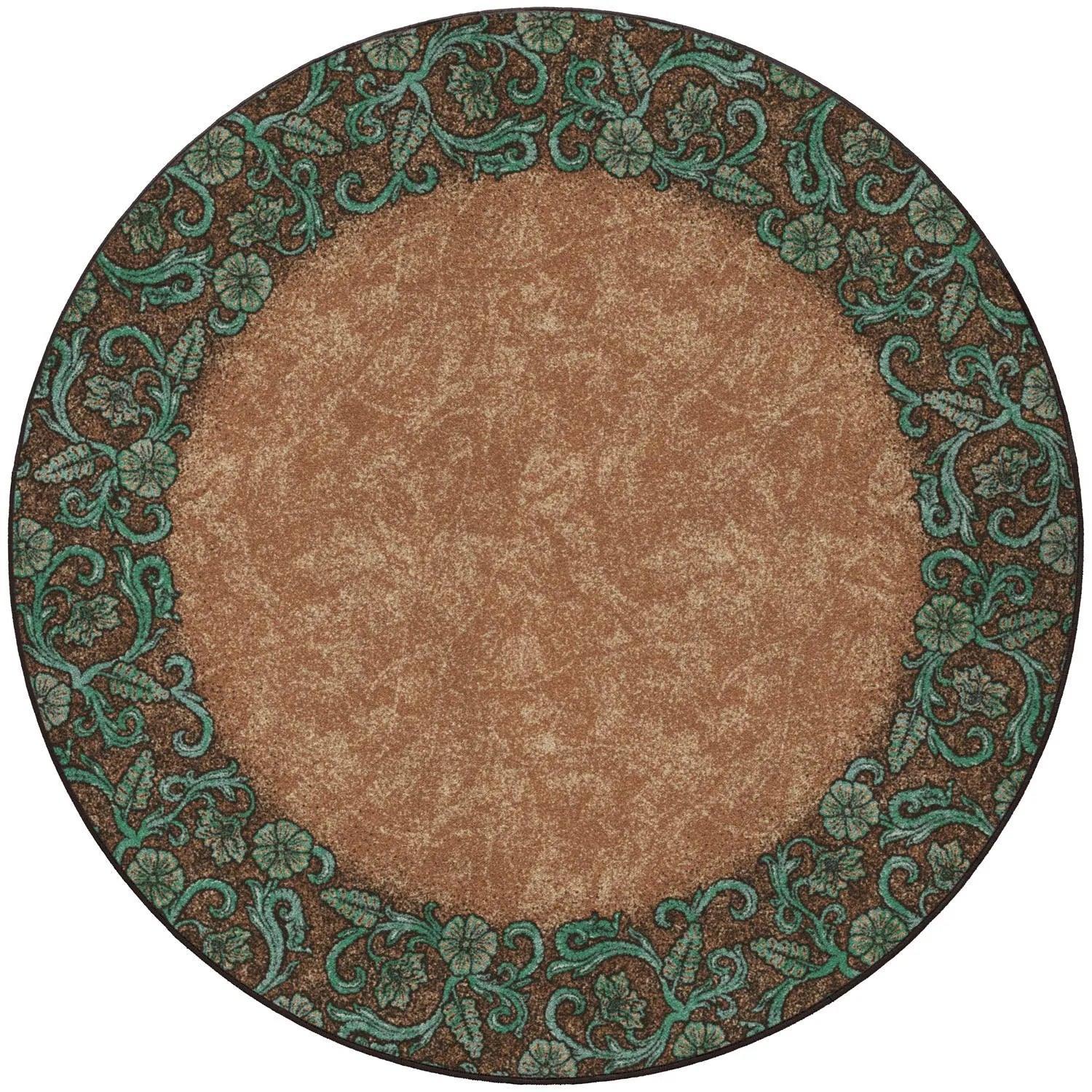 Tooled Floral Western Round Rug - American made rugs - Your Western Decor