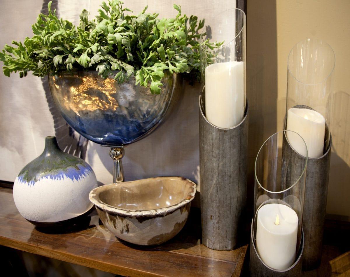 Glass and steel pillar candle holders set - Your Western Decor