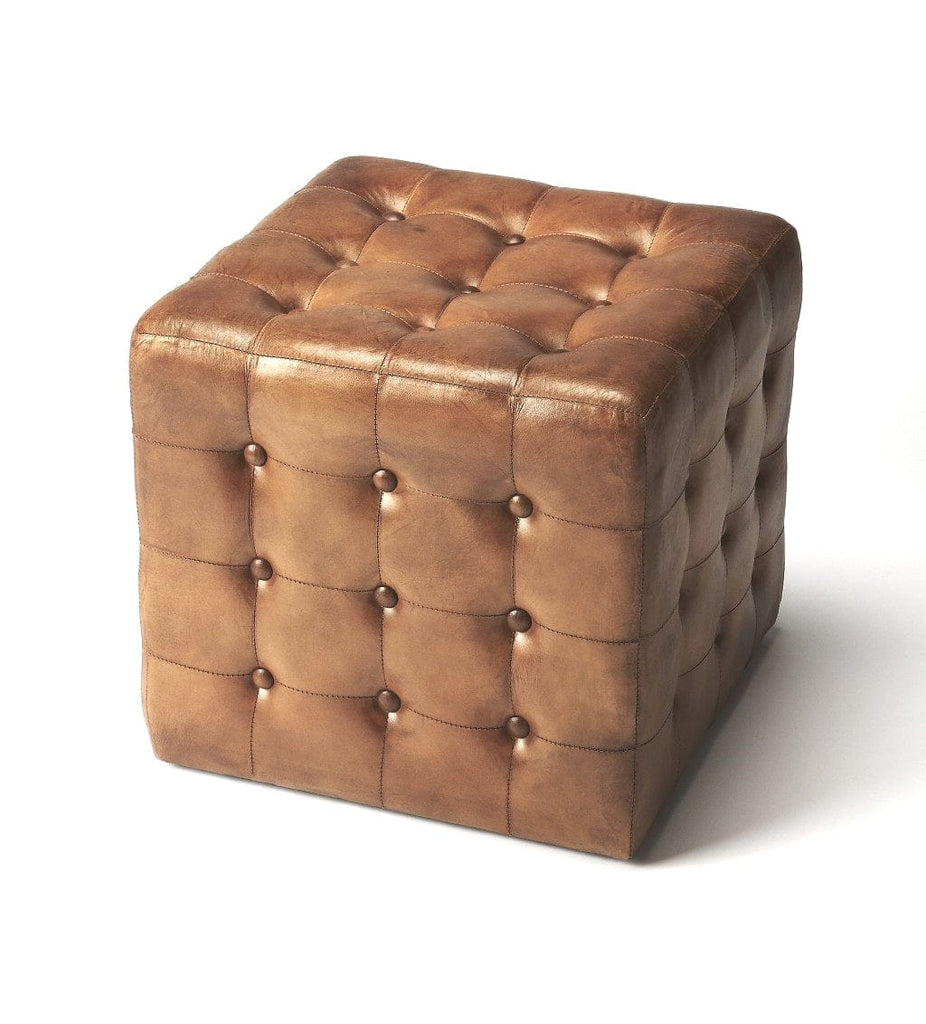Tufted Leather Cube Ottoman - Your Western Decor