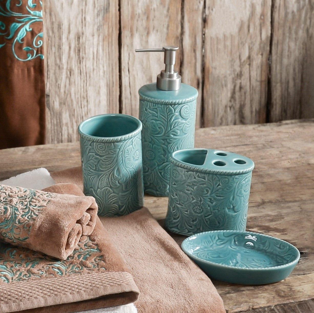 4-pc turquoise bath set - Your Western Decor