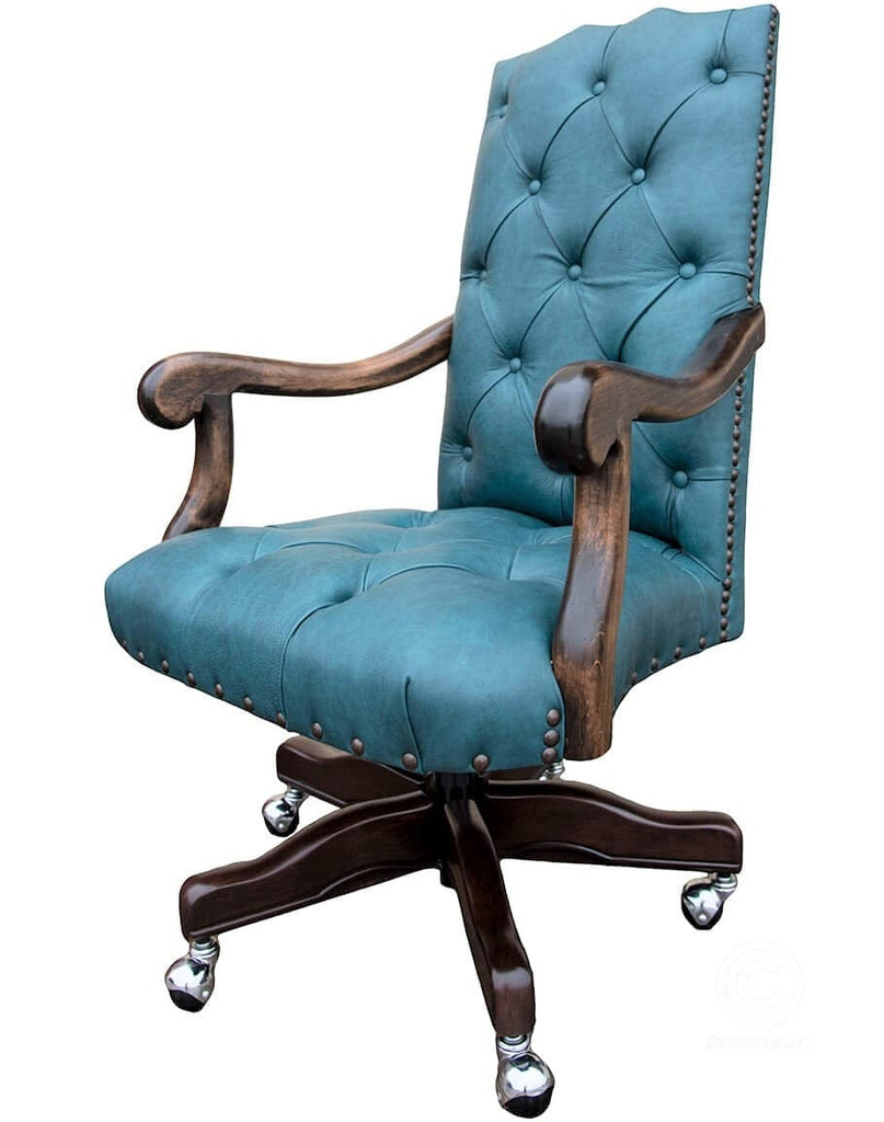 Turquoise Dust Leather Office Chair - Your Western Decor