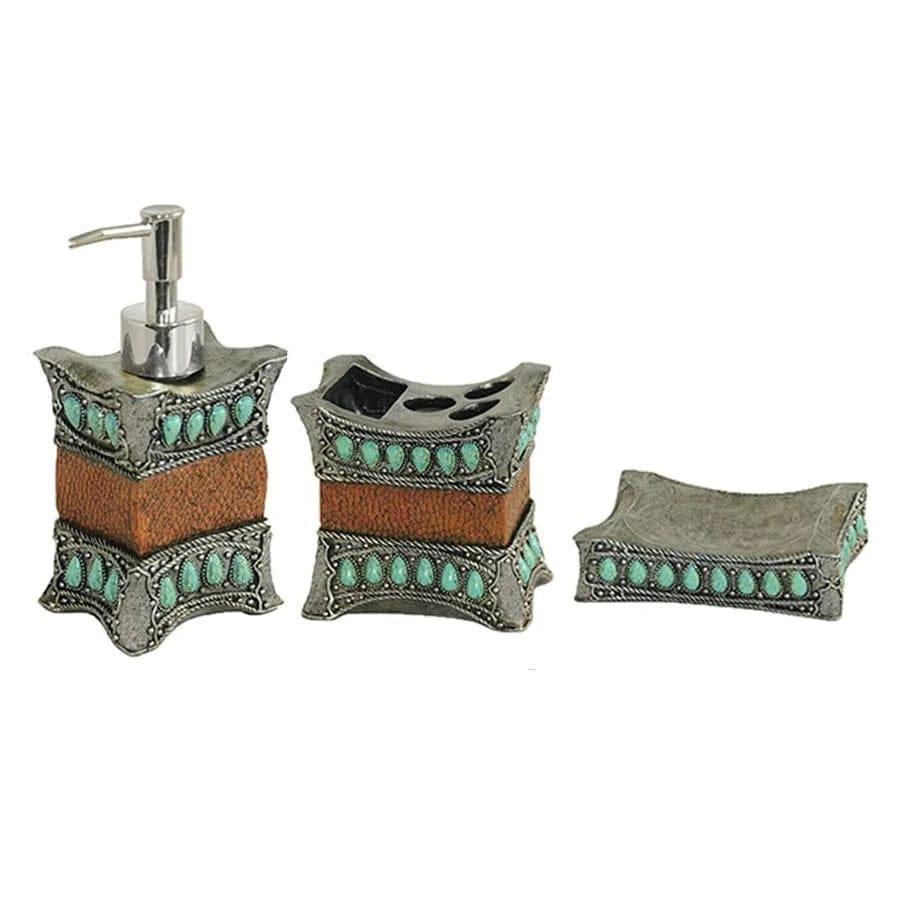 Turquoise Stone Bath Accessory Set - Your Western Decor