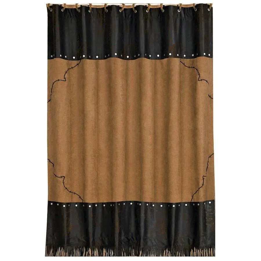 Western suede barbed wire embroidered shower curtain - Your Western Decor