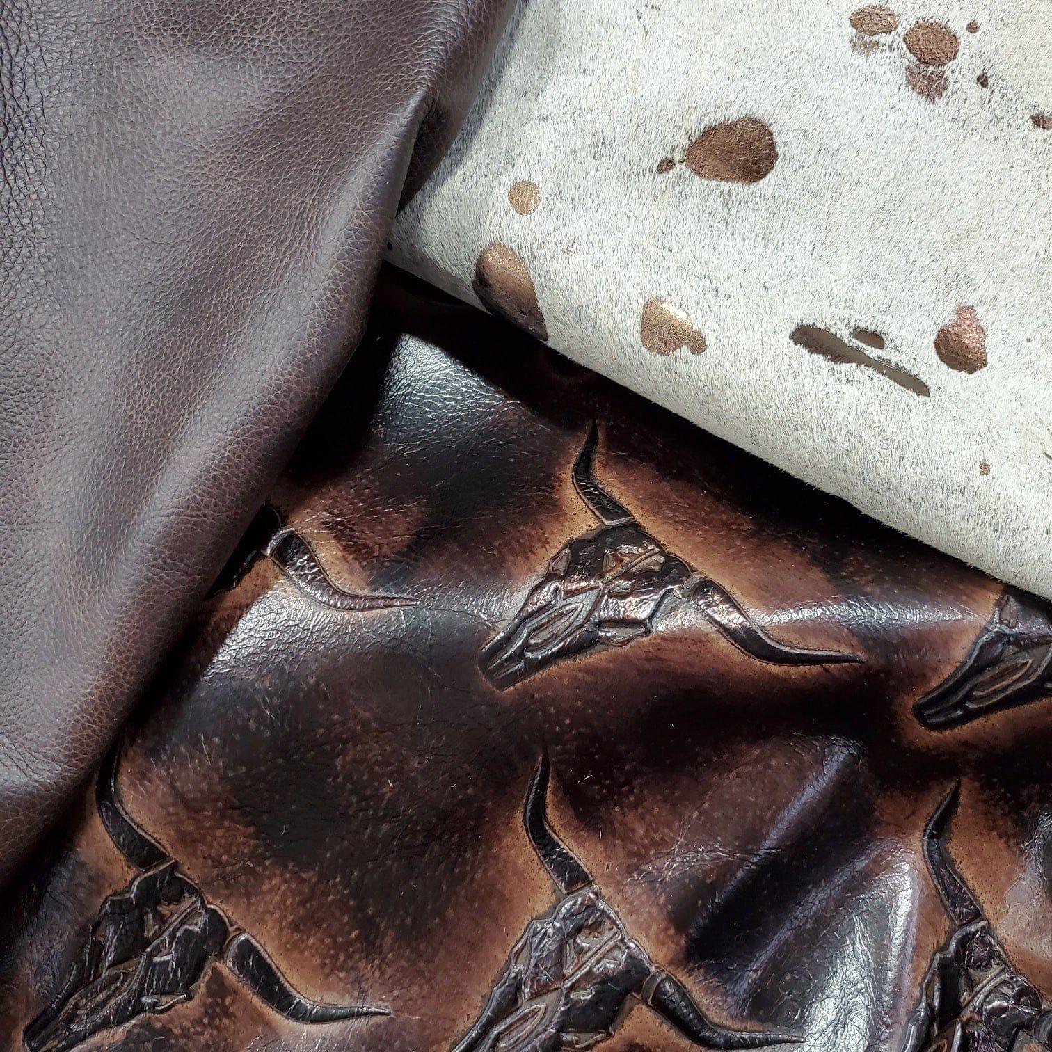 Western steer embossed leather, smooth leather and acid wash leather - Your Western Decor