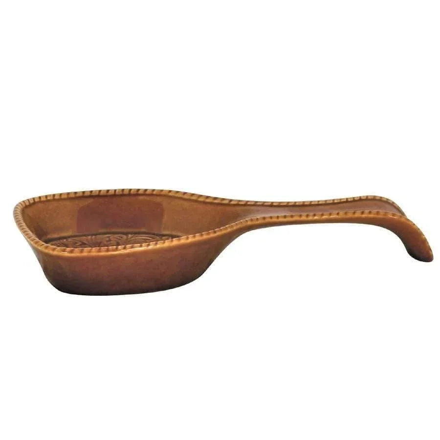 dark mustard, embossed ceramic spoon rest - Your Western Decor