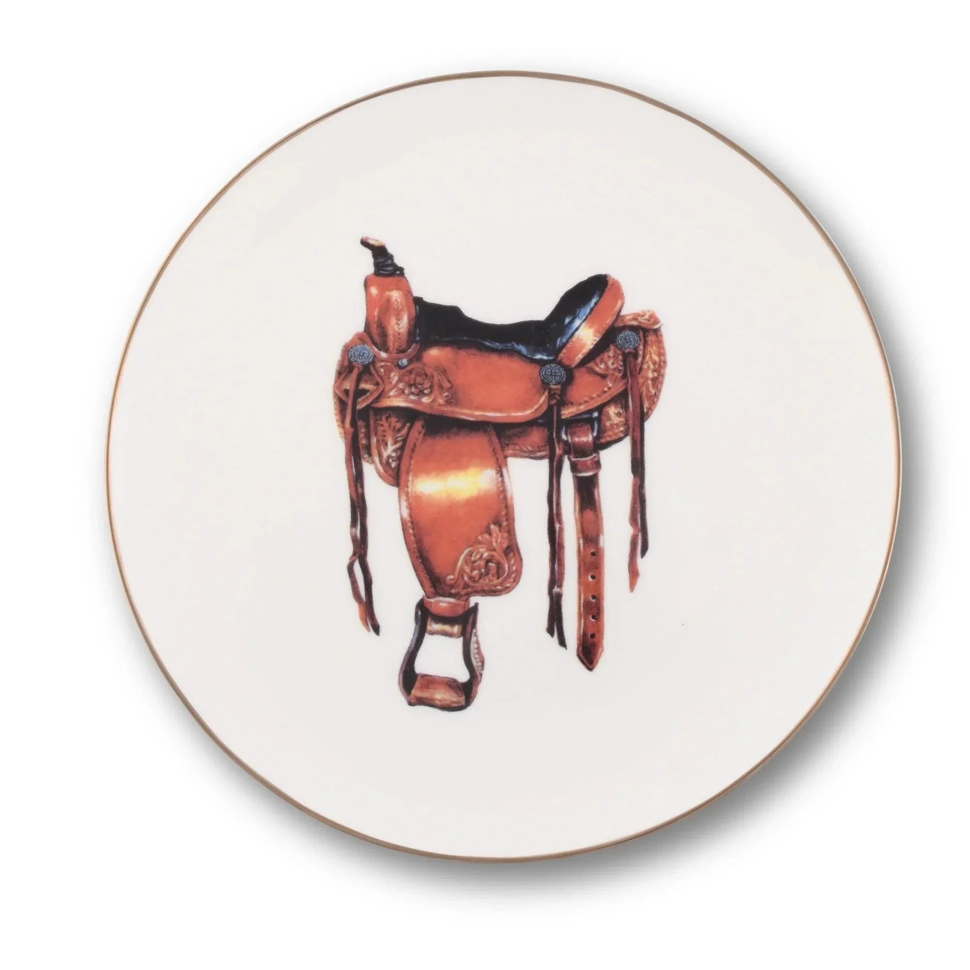 Western Saddle Bone China Plate - Western Dishes - Your Western Decor