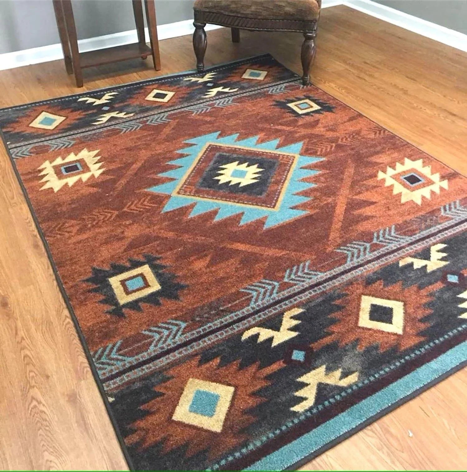 Aztec Whiskey River Rugs in Rust made in the USA - Your Western Decor