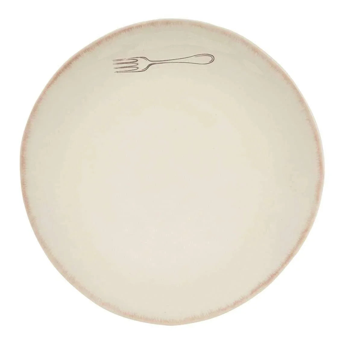 White Distressed Farmhouse dinner plate with fork drawing - Your Western Decor