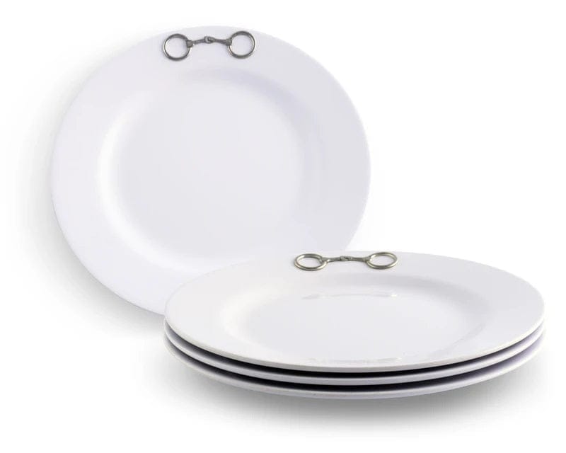 White Melamine 10" Plates w/ Snaffle Bit - Your Western Decor