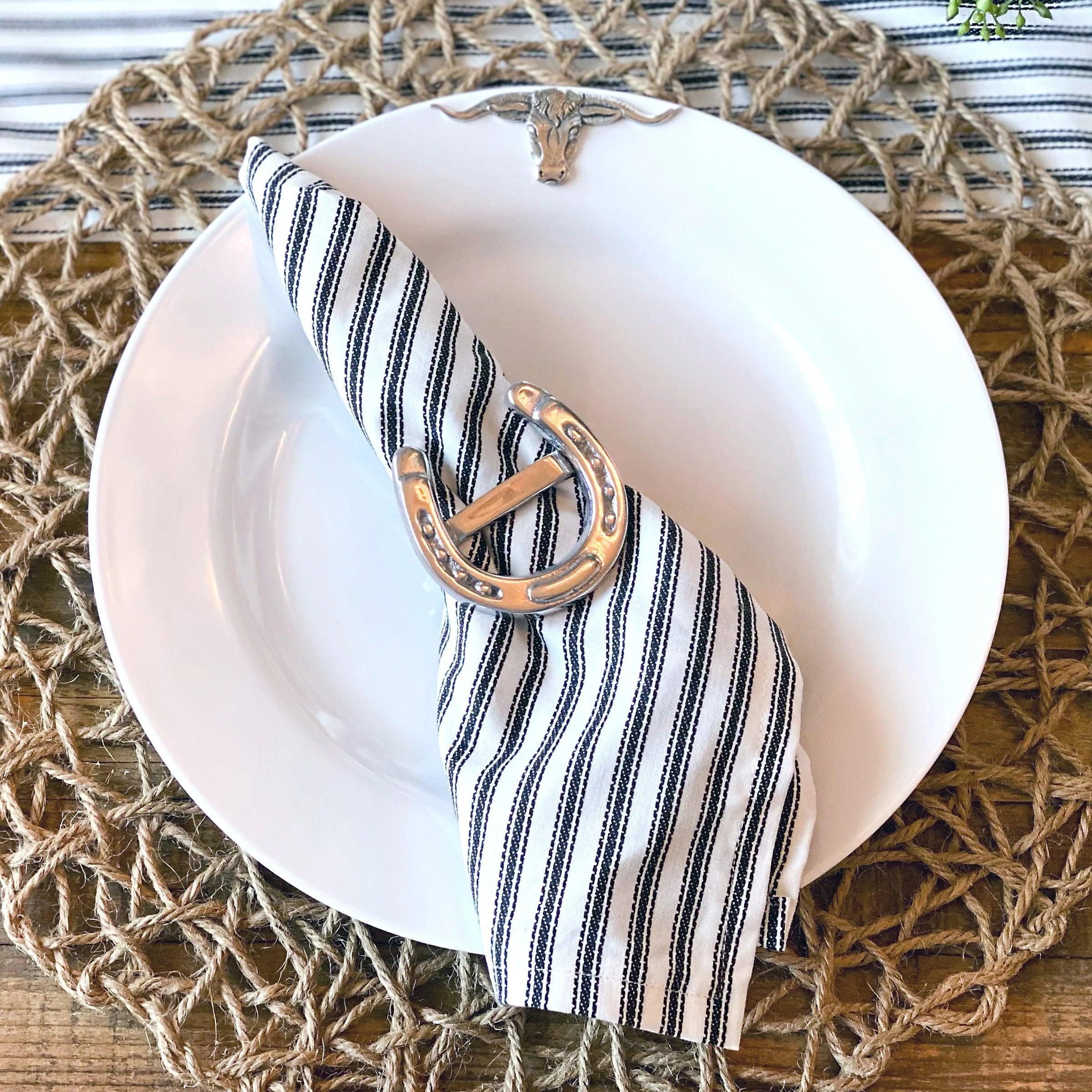 White Melamine 10" Plates w/ Pewter Longhorn