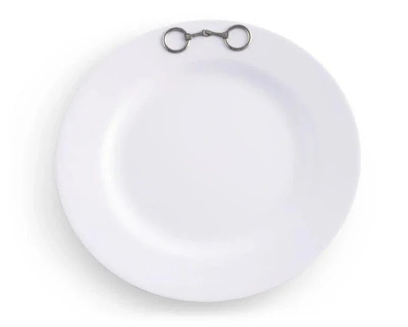 White Melamine 10" Plates w/ Snaffle Bit - Set of 4 - Your Western Decor