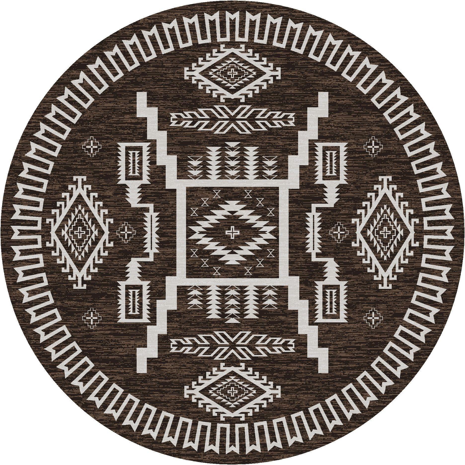 Wild Whiskey Round Area Rug in Chocolate - Made in the USA - Your Western Decor