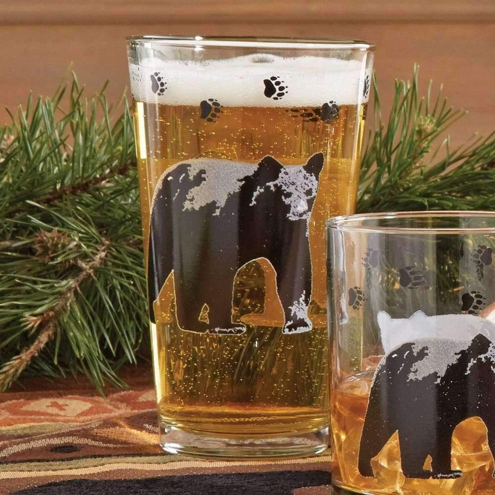 Beer glasses with black bear graphic - made in the USA - Your Western Decor