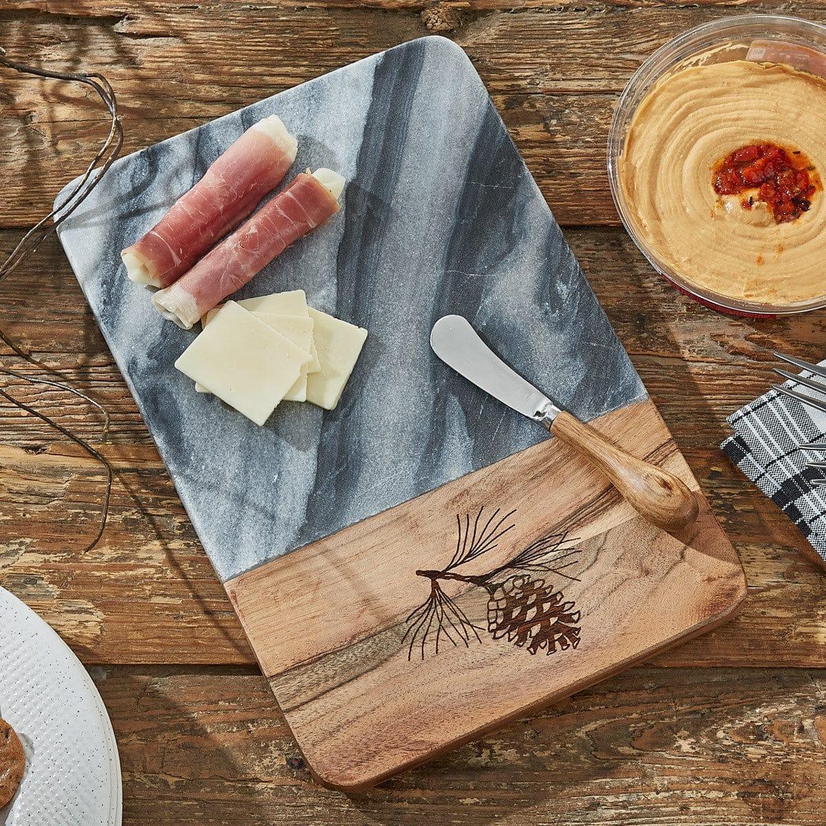 Summit Ridge Pine & Marble Cutting Board w/ Spreader - Your Western Decor
