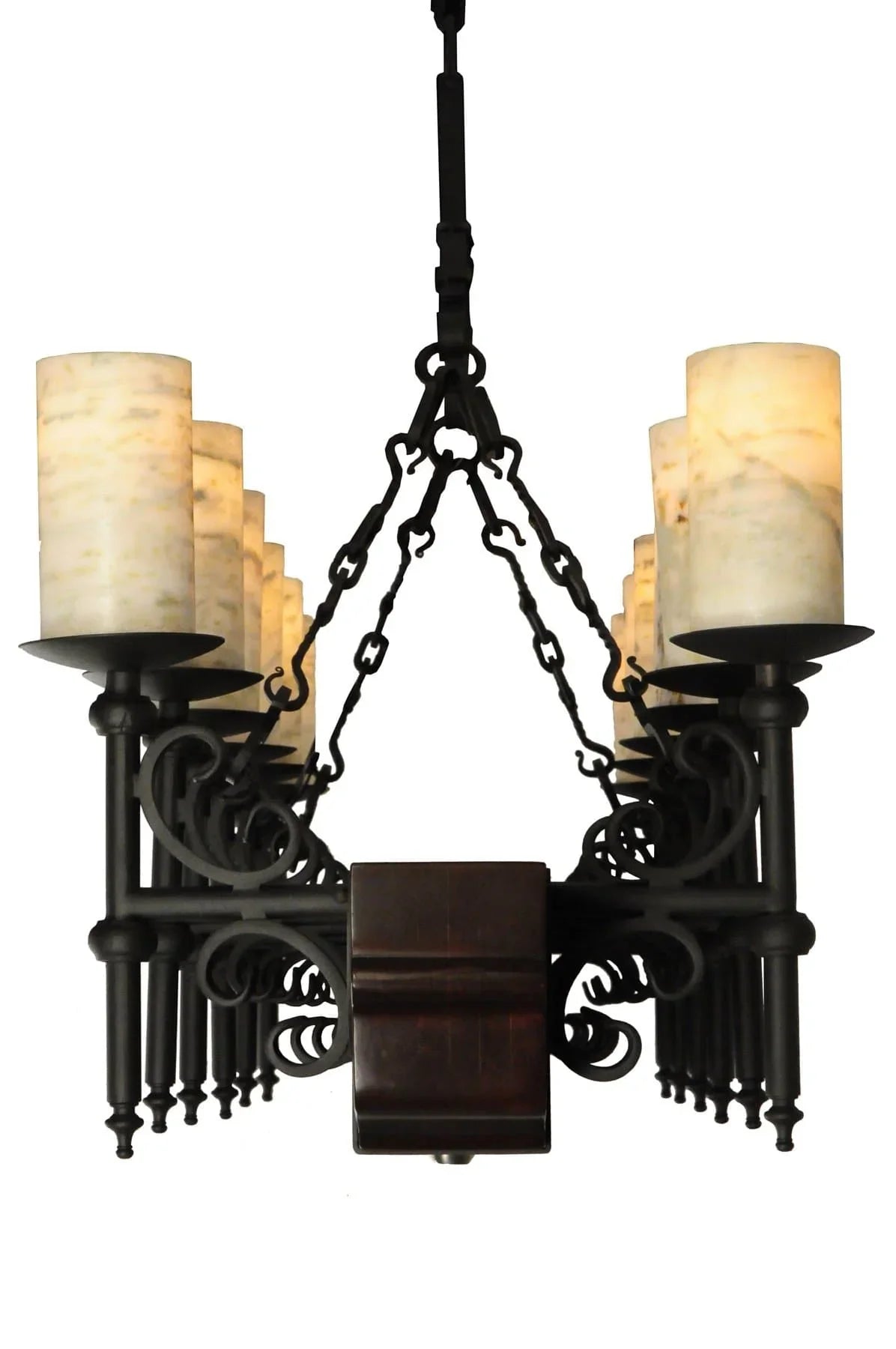 Wrought Iron & Beam Mansion Chandelier