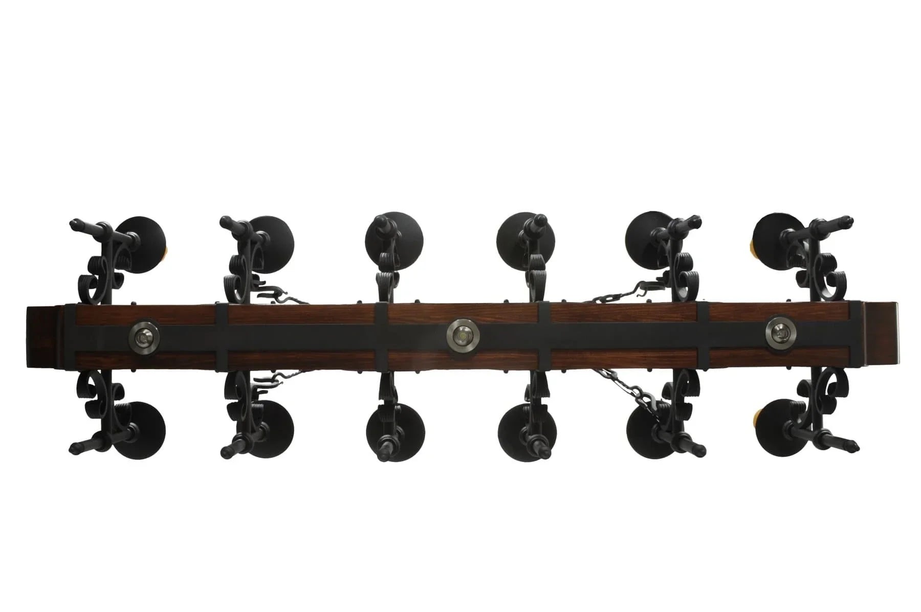 Underneath view of Wrought Iron & Beam Mansion Chandelier