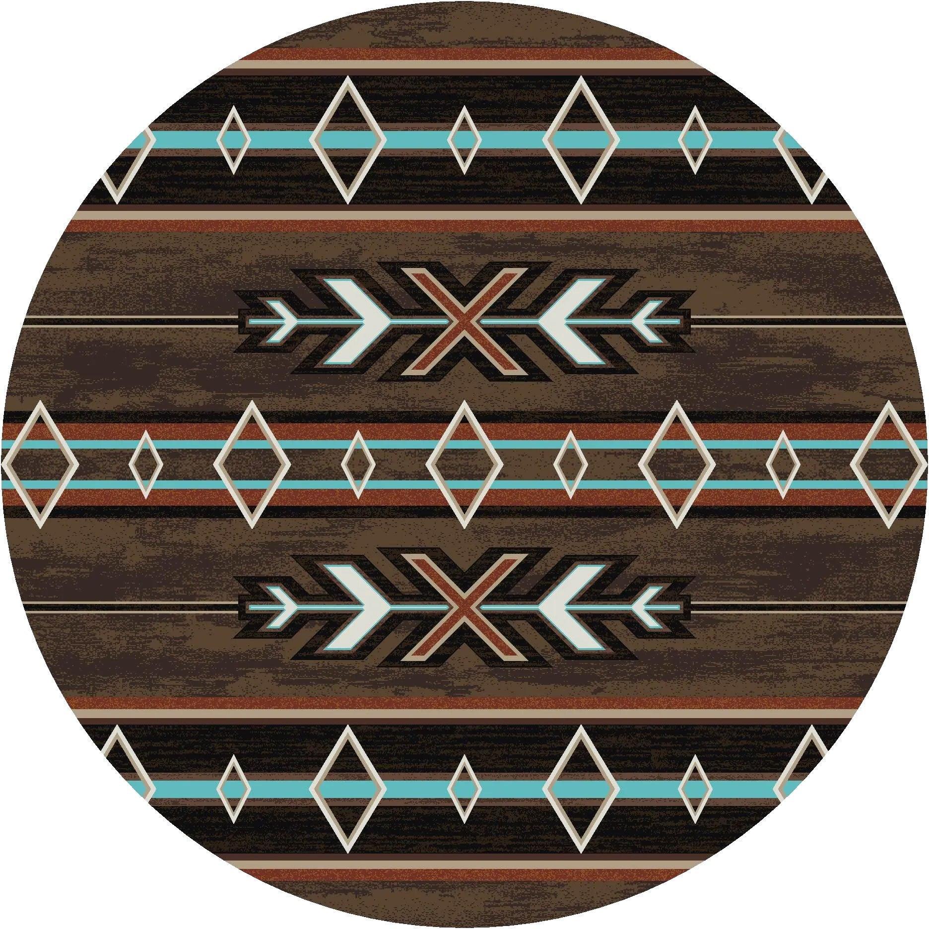 X's and Diamonds Round Area Rug made in the USA - Your Western Decor