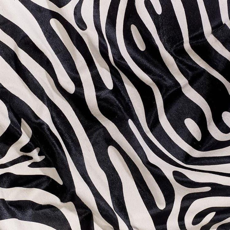 Black zebra stencil on white Brazilian cowhide rug - Your Western Decor