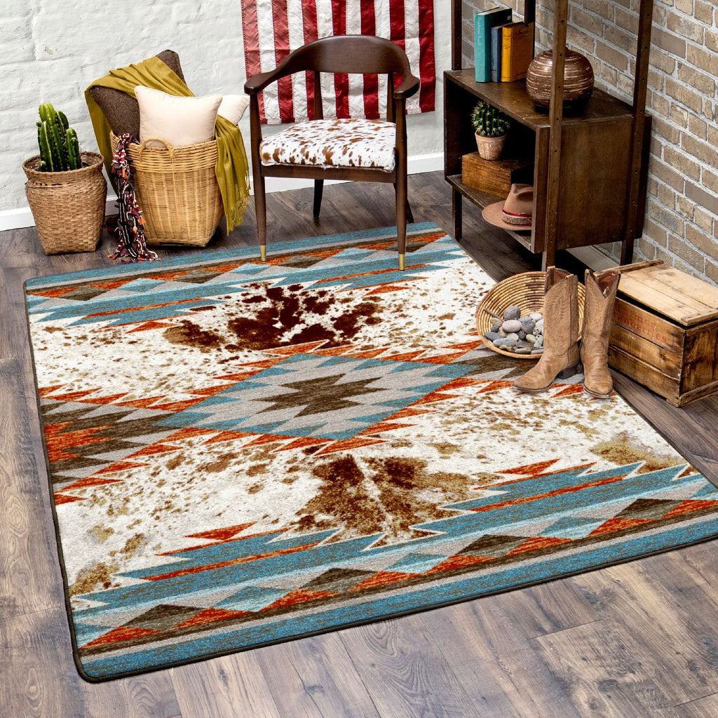 southwestern cowhide print area rug