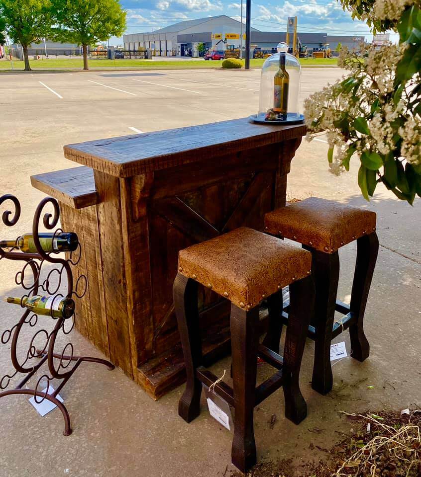 western styled bar counter and stools