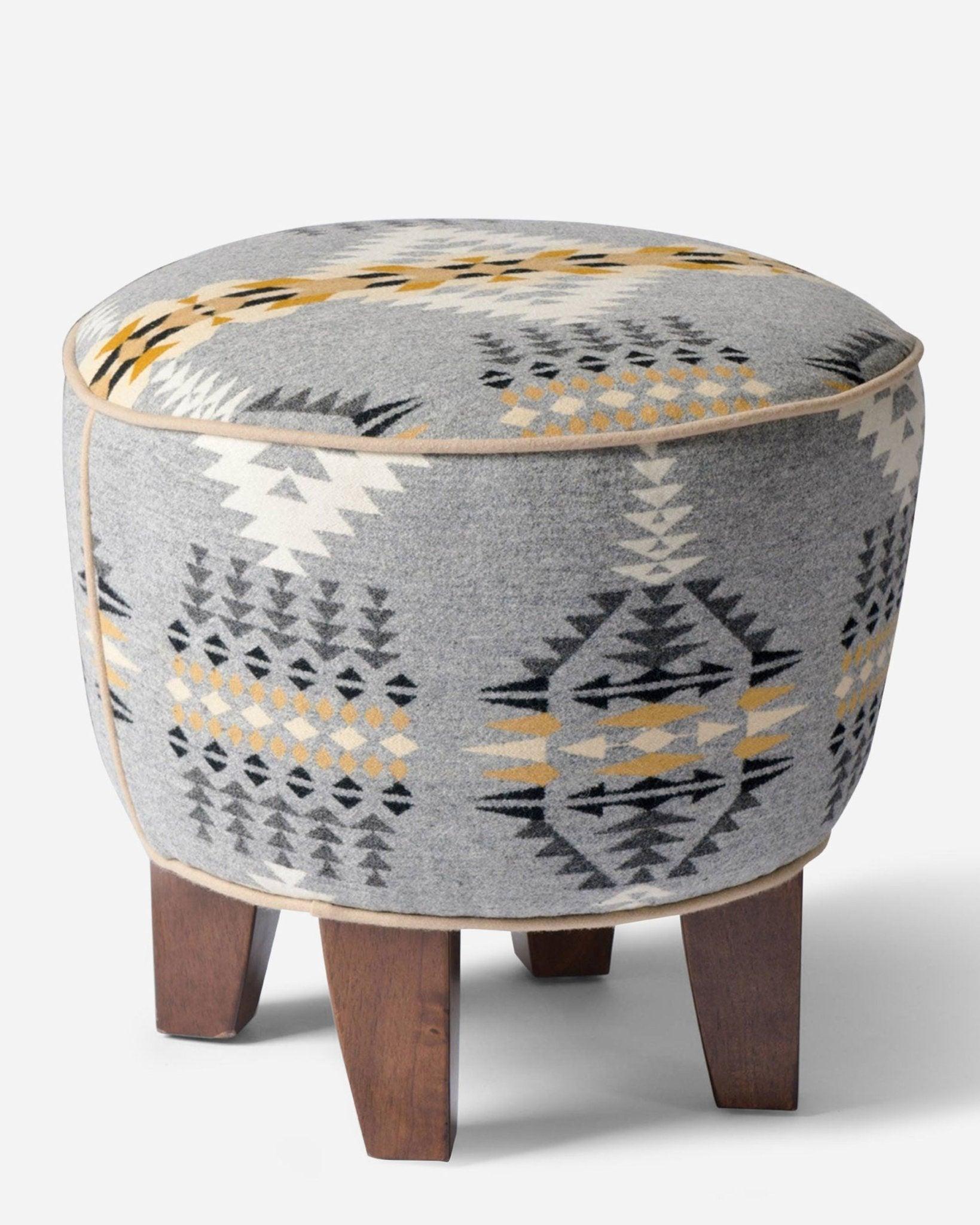 Pendleton fabric upholstered ottoman - Your Western Decor