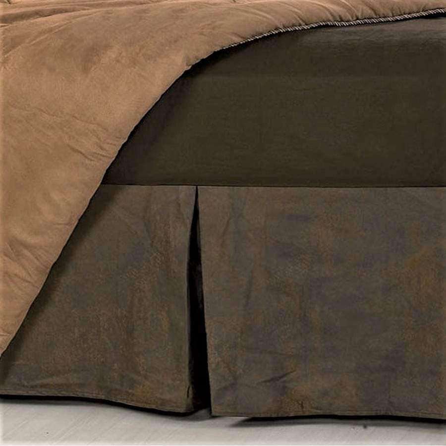 Dark brown faux leather rustic bed skirt - Your Western Decor, LLC