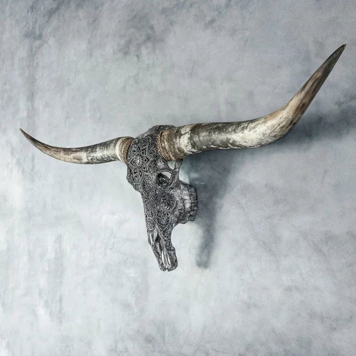 Grey Mandela Carved Longhorn - Your Western Decor