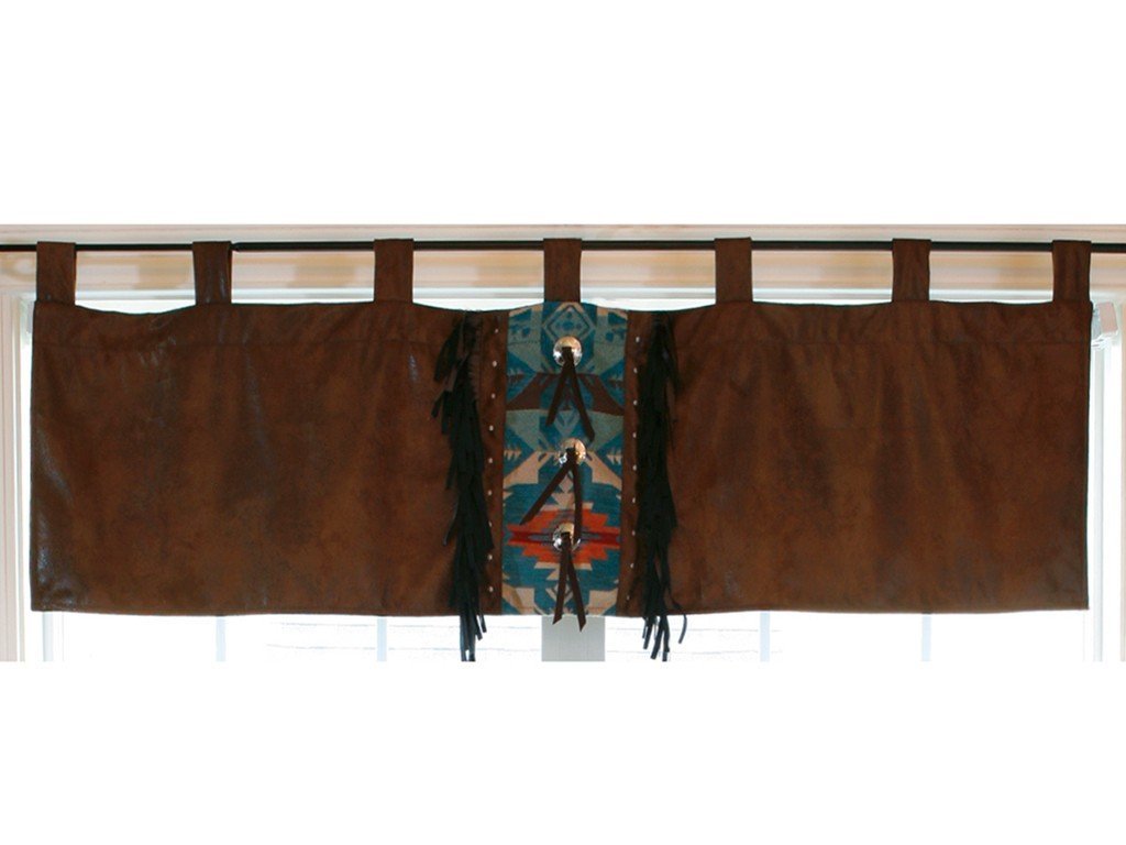 western faux leather tab top valance